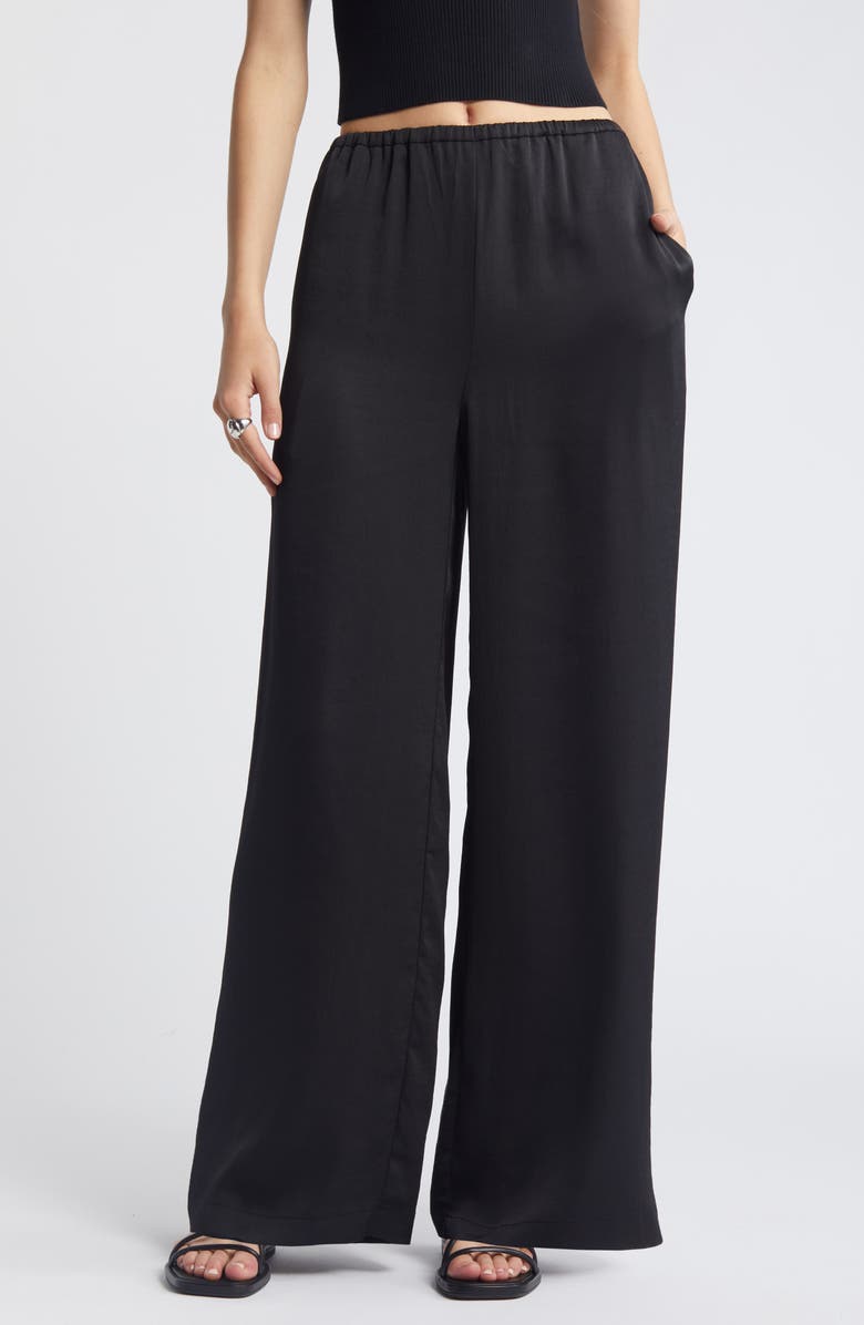 Open Edit Wide Leg Satin Pants, Main, color,