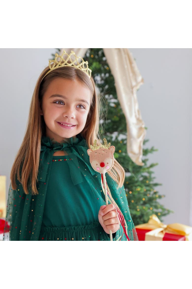 Emerald Rhinestone Christmas Cape, Alternate, color, Green