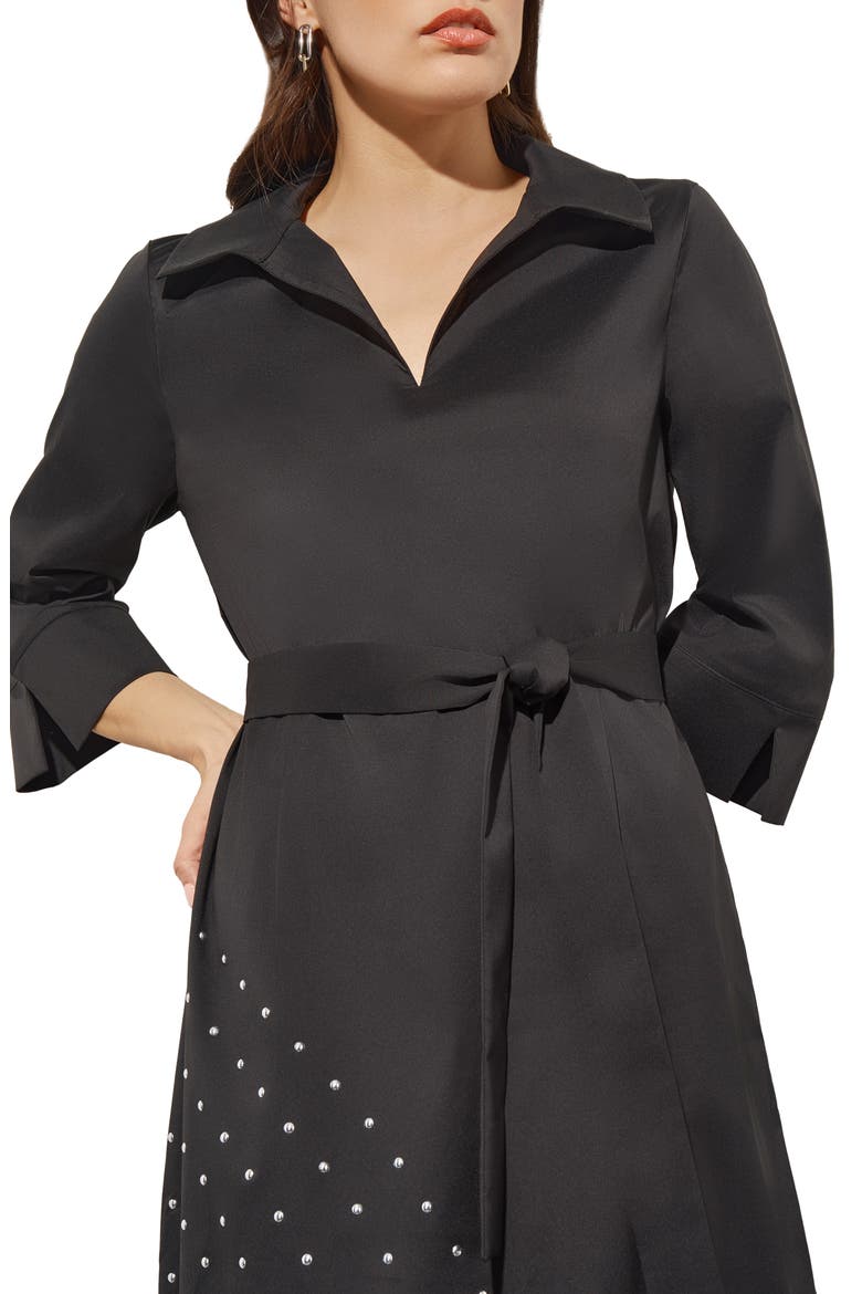 Stud Detail Cotton Blend Shirtdress, Alternate, color, BLACK