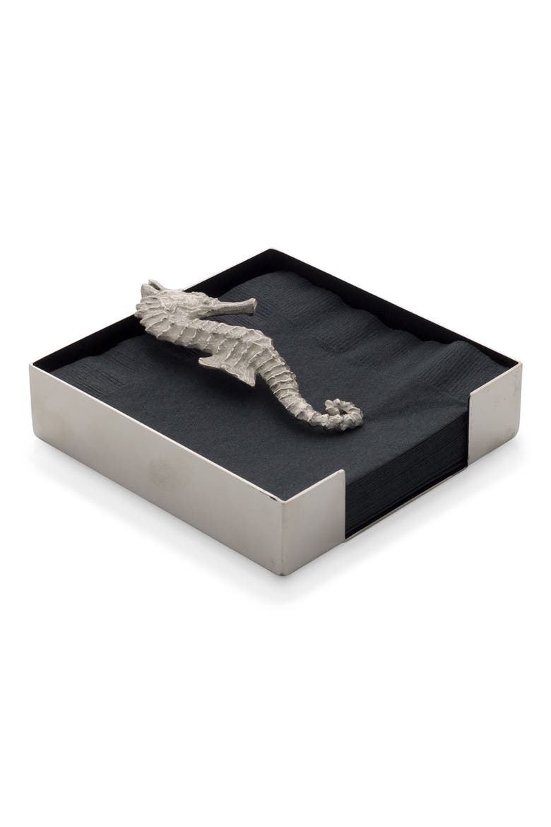 Ocean Reef Cocktail Napkin Holder, Main, color, SILVER