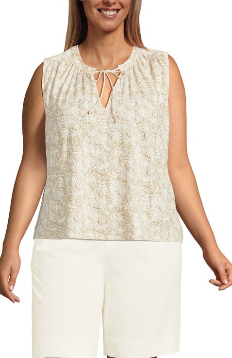 Linen Blend Notch Neck Swing Tank Top