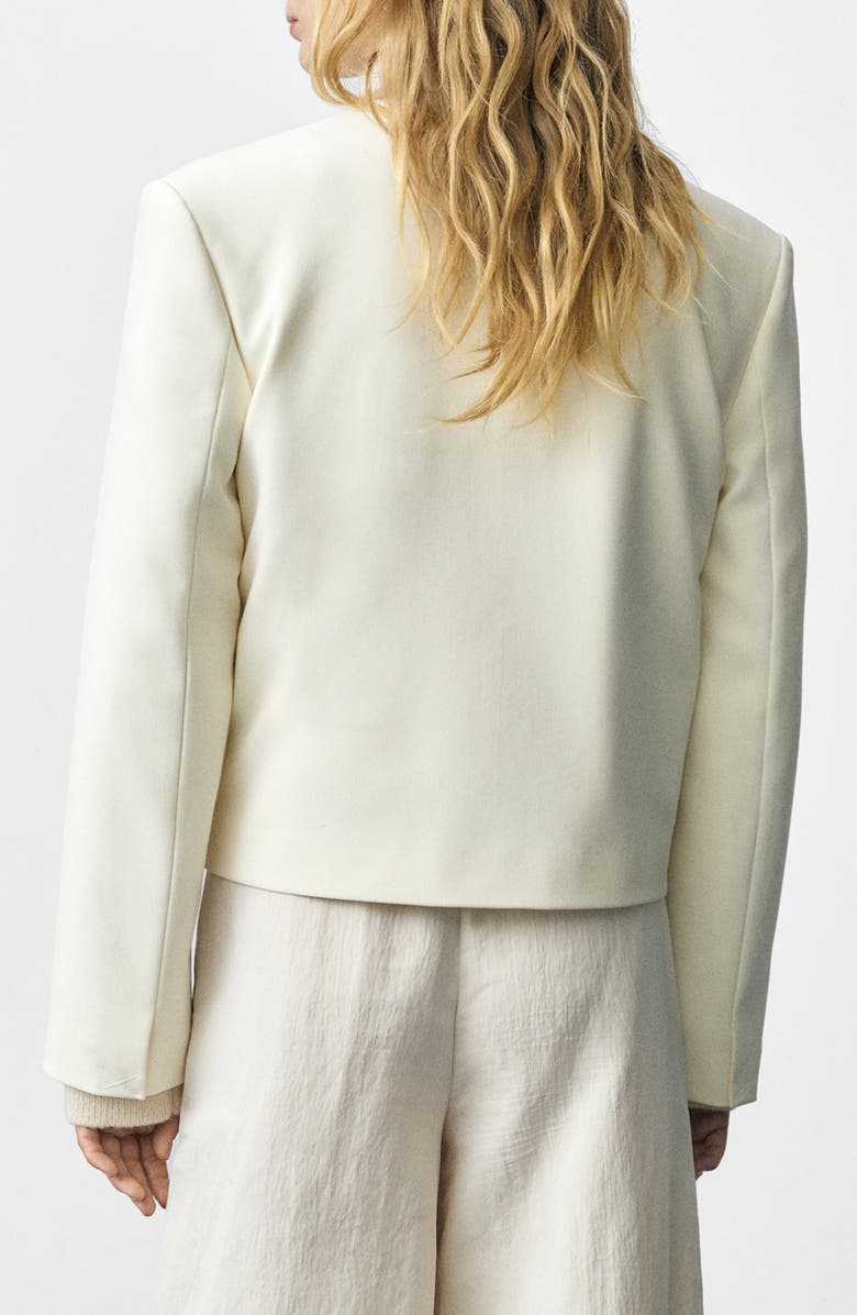 MANGO Jeanne Structured Crop Blazer, Alternate, color, Natural White