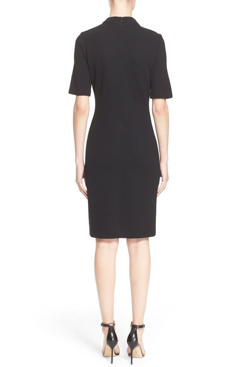 Elbow Sleeve Piqué Milano Knit Dress, Alternate, color, CAVIAR