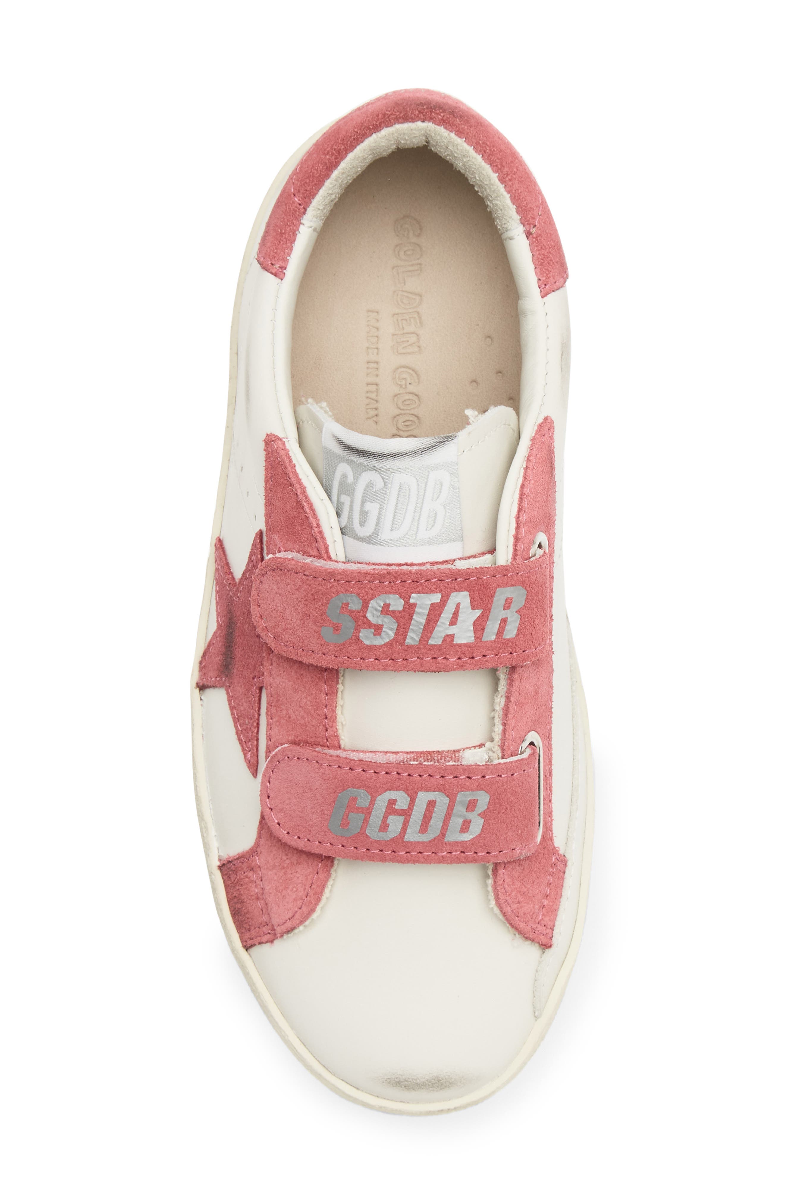 Kids' Old School Sneaker, Alternate, color, MILK/ HOT PINK