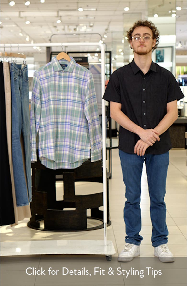 Classic Fit Plaid Cotton Button-Up Oxford Shirt, sales video thumbnail