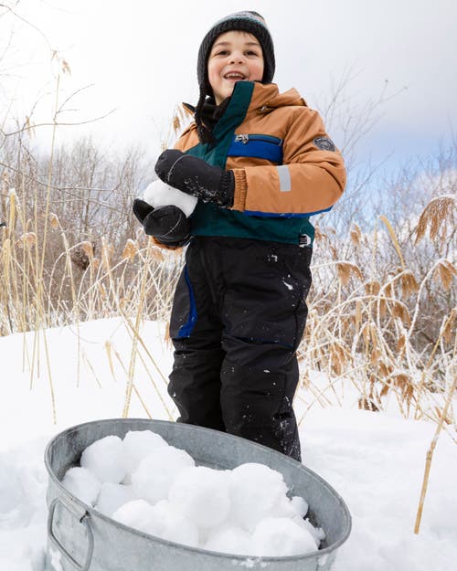 Deux Par Deux One-piece Play Snowsuit Colorblocked In Black