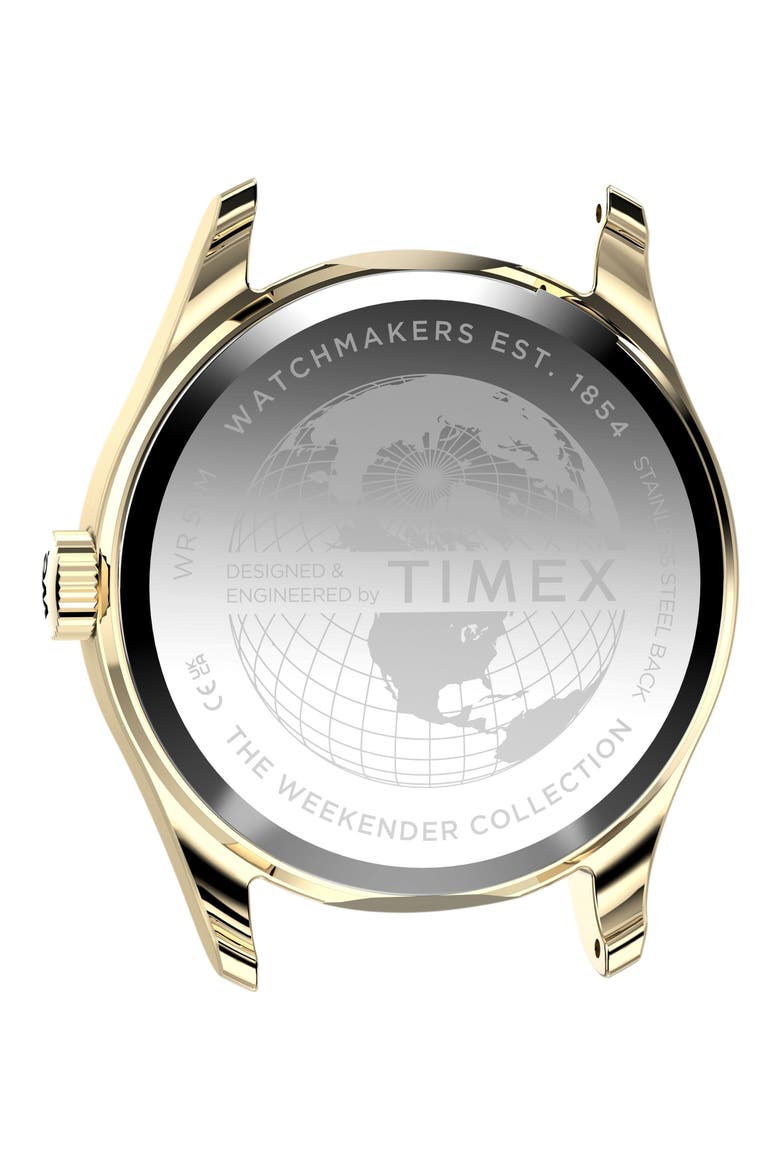 Weekender Leather Strap Watch, 34mm, Alternate, color, BLACK
