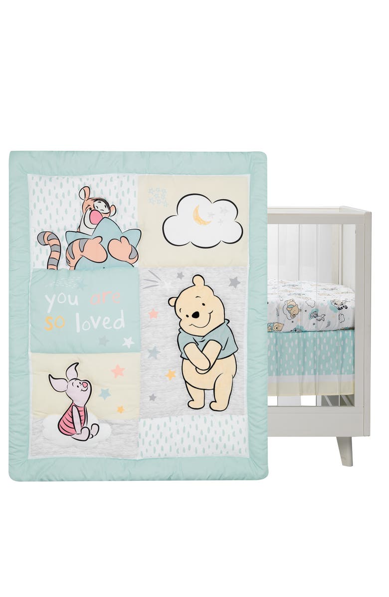 Lambs & Ivy Disney Baby Winnie the Pooh Hugs 3-Piece Nursery Crib Bedding Set, Main, color, Multicolor