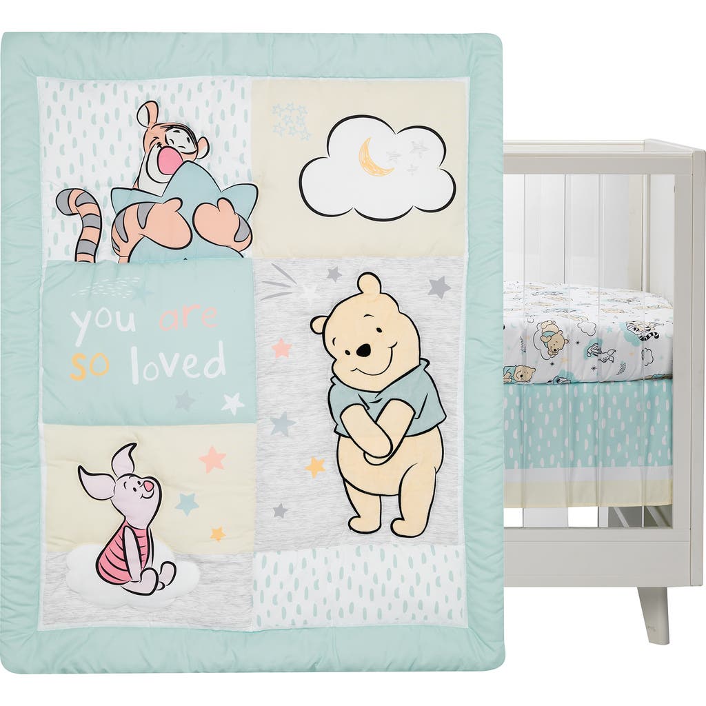 Lambs & Ivy Disney Baby Winnie The Pooh Hugs 3-piece Nursery Crib Bedding Set In Green