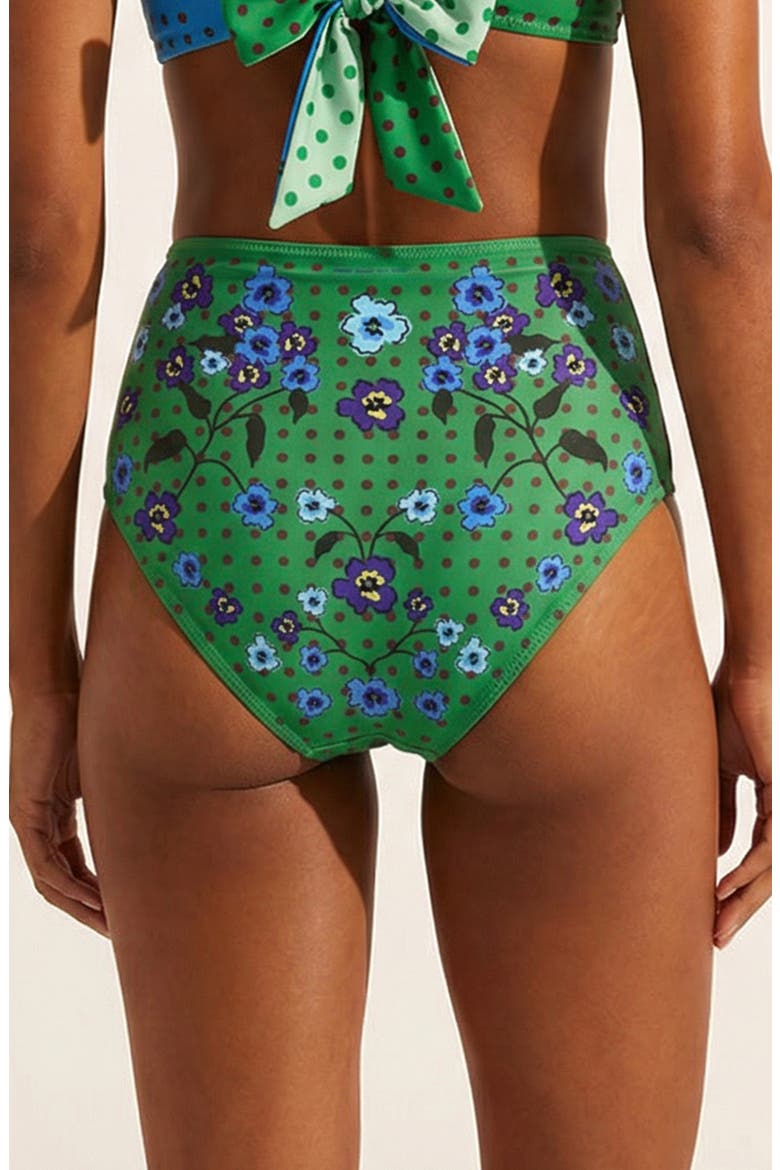 Polka Bloom Reversible Bikini Bottom, Alternate, color, Green