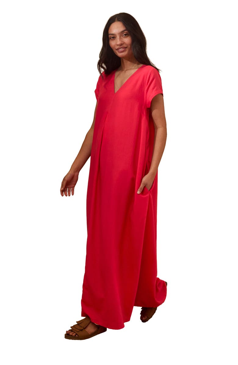 Celtic & Co. Cap Sleeve V-Neck Swing Maxi Dress, Alternate, color, Tulip