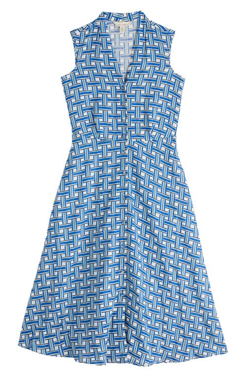 Seasalt Cornwall Carved Wood Sleeveless Linen Midi Dress In Blue