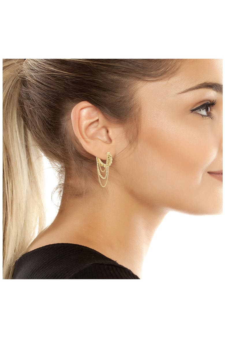 Multichain Hoop Earrings, Alternate, color, GOLD