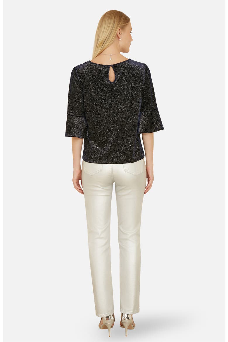 Fluted Sleeve Relaxed Fit Top, Alternate, color, Navy