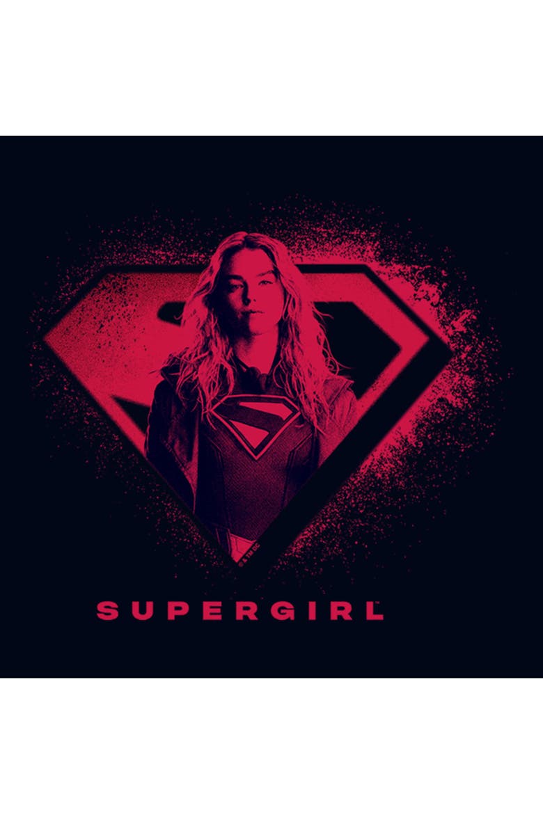 Girls Supergirl Kara Portrait Logo T Shirt, Alternate, color, Navy Blue
