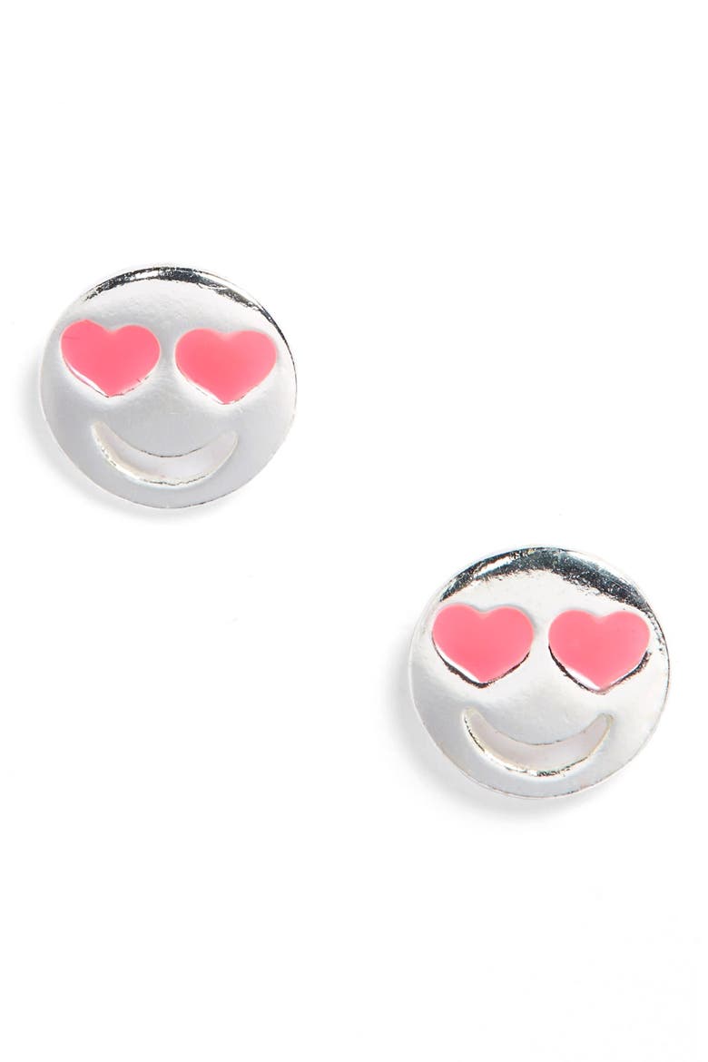 'Emoji' Earrings, Main, color, SILVER