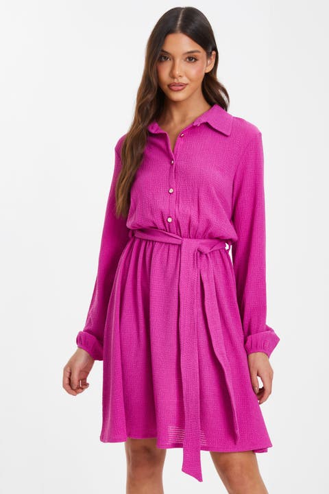 Textured Jersey Shirt Dress