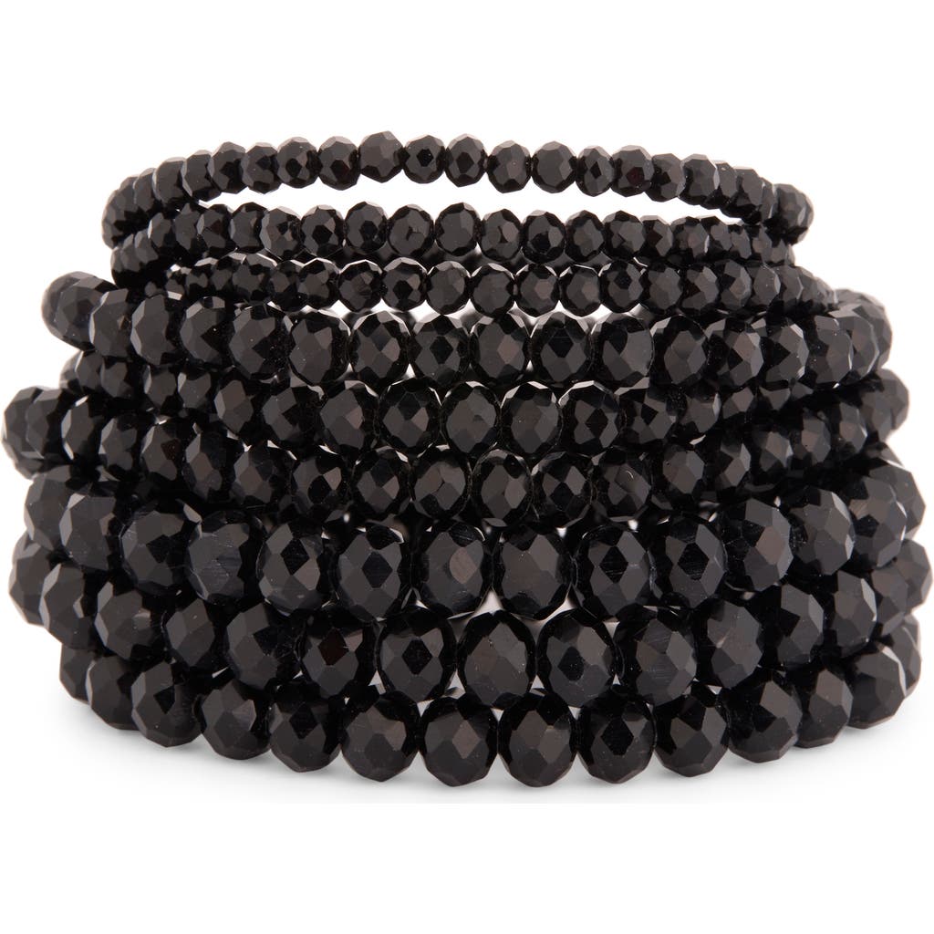 Tasha 7-pack Beaded Stretch Bracelets In Black