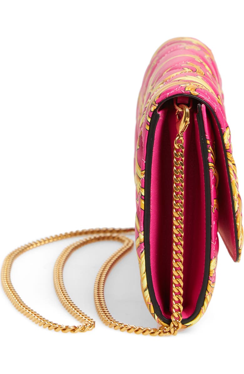 Versace Icon Quilted Leather Wallet on a Chain, Alternate, color,