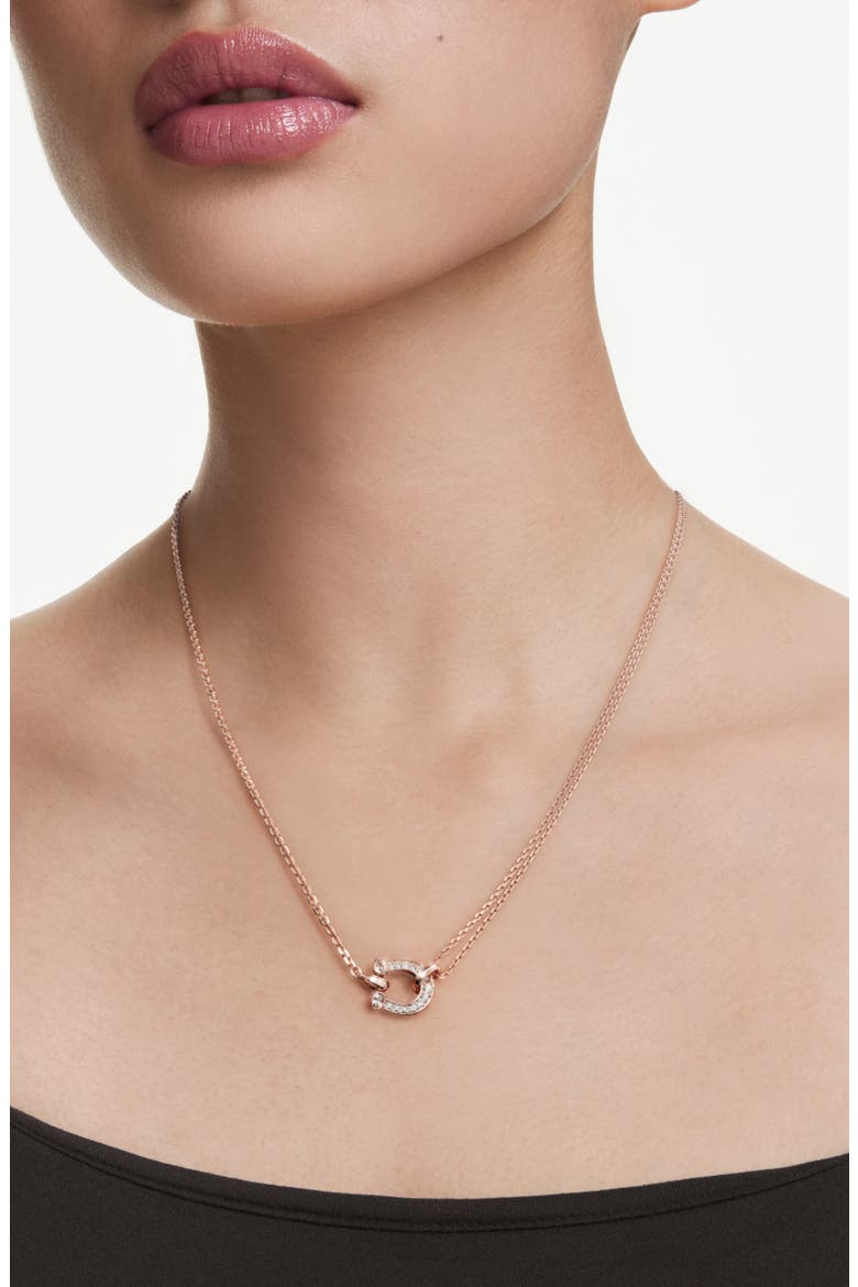 Symbolica Horseshoe Pendant Necklace, Alternate, color, ROSE GOLD