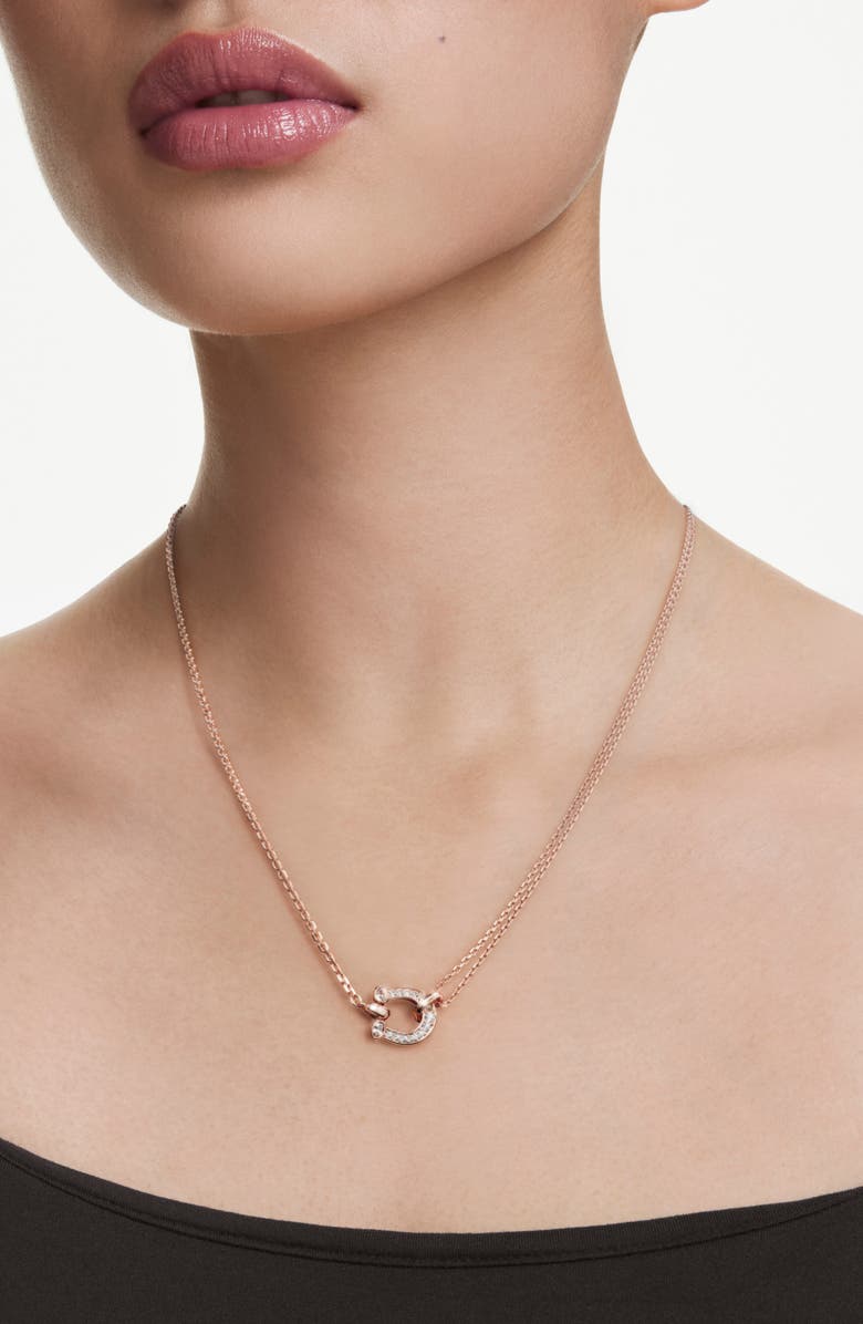 Swarovski Symbolica Horseshoe Pendant Necklace, Alternate, color, Rose Gold