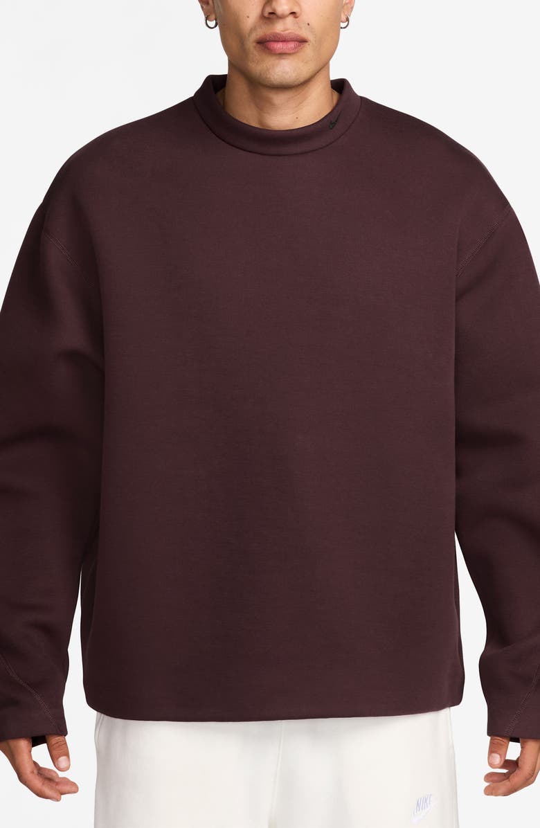 Nike Oversize Tech Fleece Sweatshirt, Main, color, Burgundy Crush/ Black