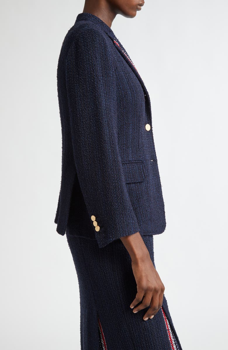 Thom Browne Unconstructed Tweed Blazer, Alternate, color, Navy