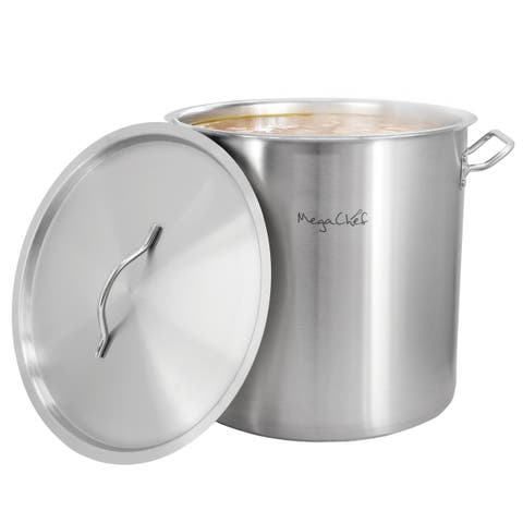 Professional Kitchen 52.8 Quart Round Stainless Steel Stock Pot with Lid