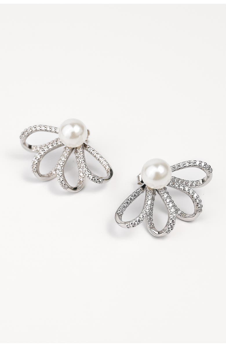 Zynnia Collective Half Bloom Earrings, Main, color, Silver