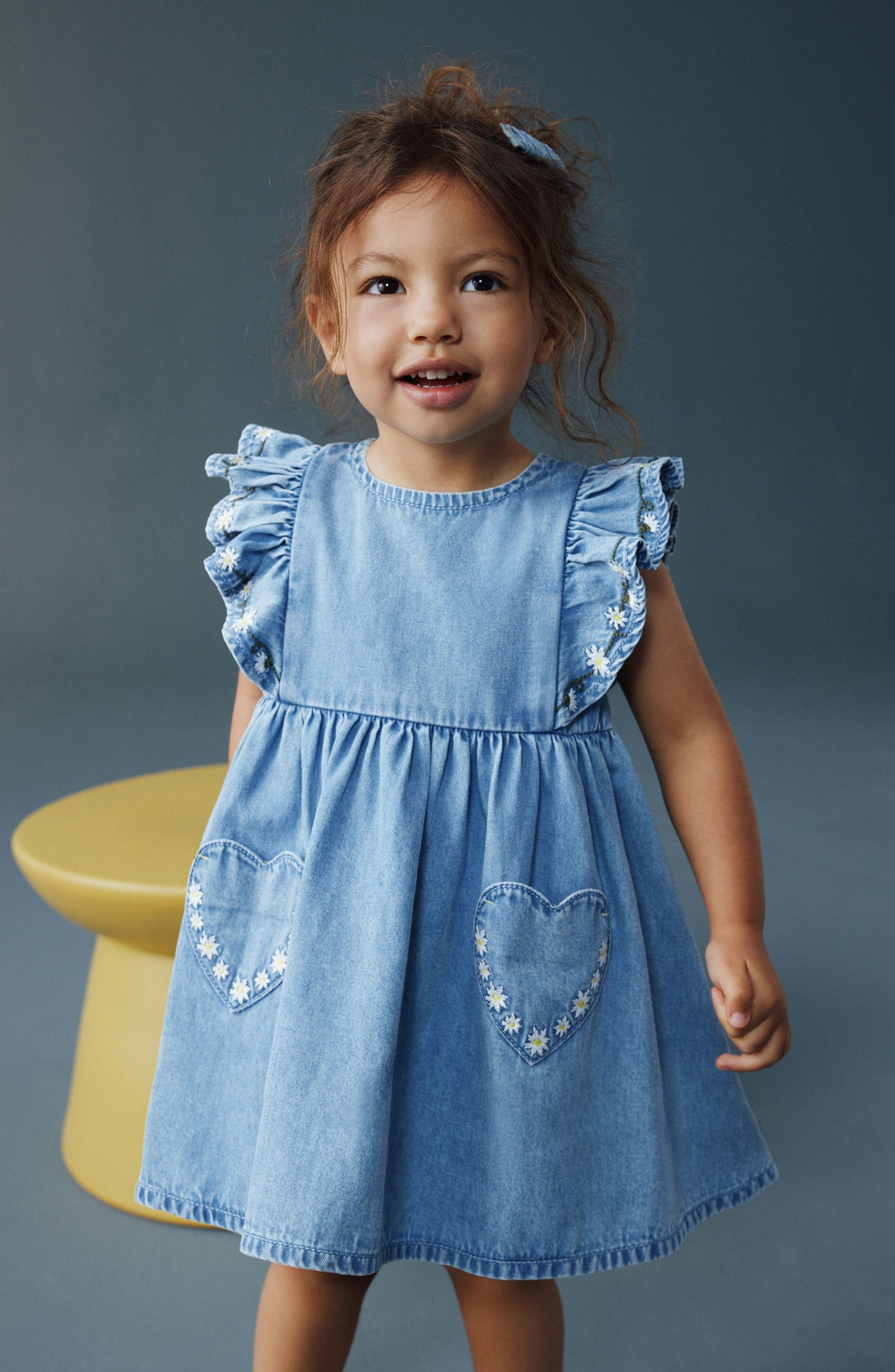 kids denim dress Levi's Western Shirt Little Girls 4-6x Front slant pockets MANGO KIDS - Short denim