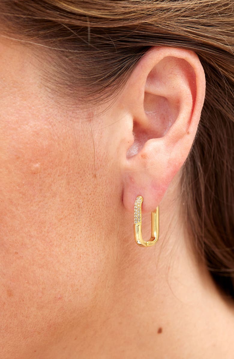 SAVVY CIE JEWELS Pavé Cubic Zirconia Link Hoop Earrings, Alternate, color, Gold