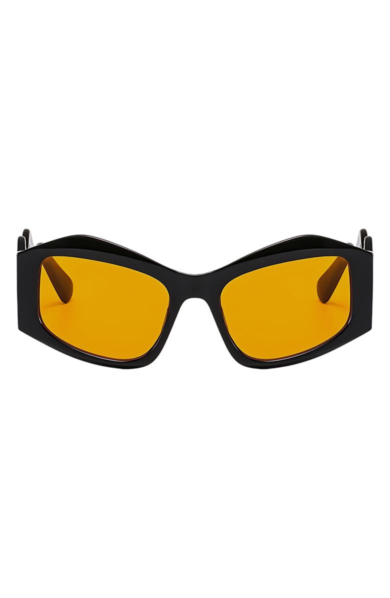 Fifth & Ninth Jade 53mm Polarized Rectangular Sunglasses, Main, color, Black / Orange