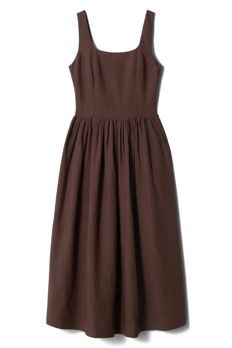 Cotton Fit & Flare Dress, Main, color, BROWN DARK