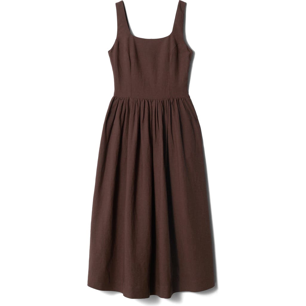 & Other Stories Cotton Fit & Flare Dress In Brown