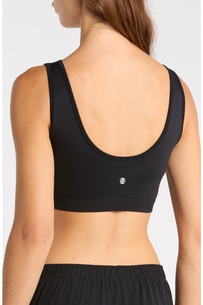 Ruched Longline Seamless Bra, Alternate, color, BLACK