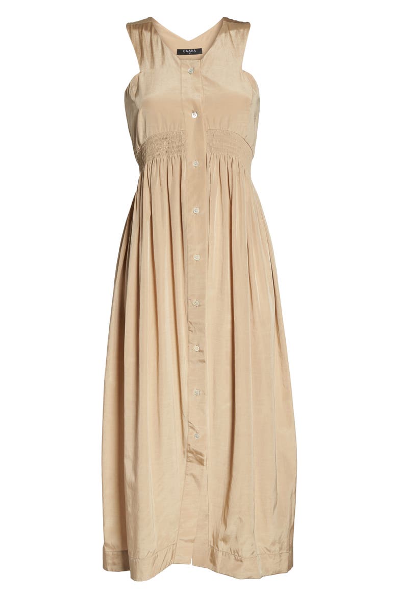 Aria Cotton & Silk Midi Dress, Alternate, color, BEIGE