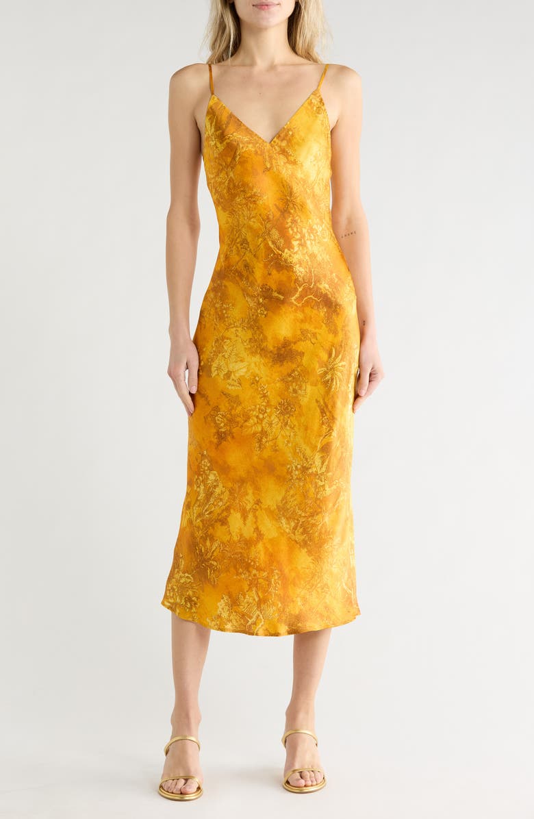 L'AGENCE Seridie Jungle Silk Slipdress, Main, color, Gold Jungle Toile