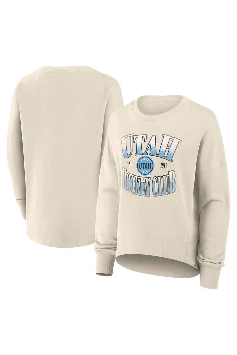 Women's Fanatics Cream Utah Hockey Club Oversized Slice Pullover Sweatshirt, Alternate, color, Cream