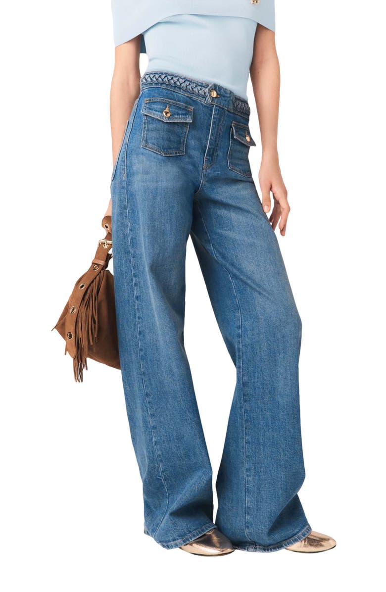 maje Braided flared jeans, Main, color, Blue