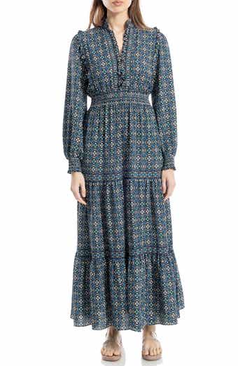 MAX STUDIO Tiered Long Sleeve Maxi Dress