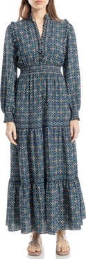 MAX STUDIO Tiered Long Sleeve Maxi Dress