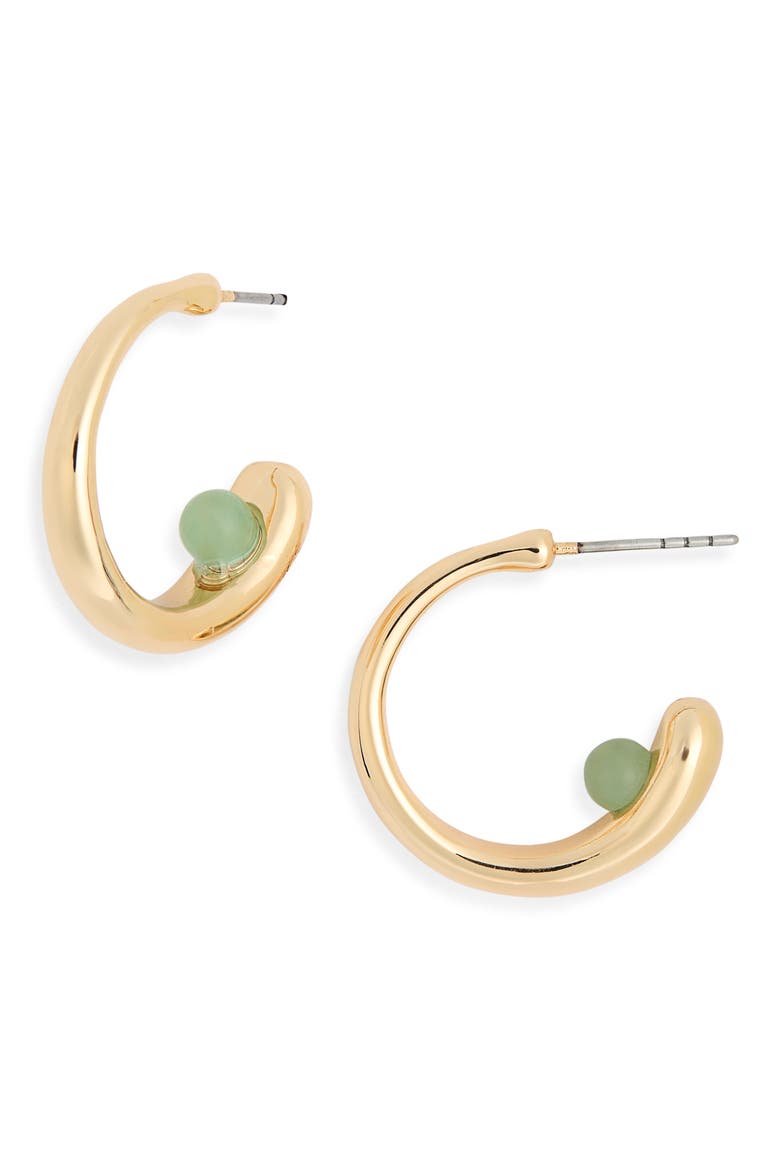 Floating Hoop Earrings, Main, color, GREEN- GOLD