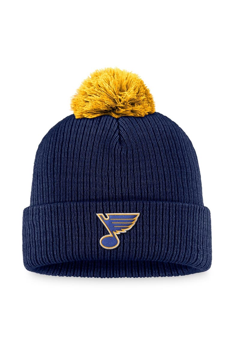 Men's Fanatics Branded Navy St. Louis Blues Team Cuffed Knit Hat with Pom, Main, color, Navy