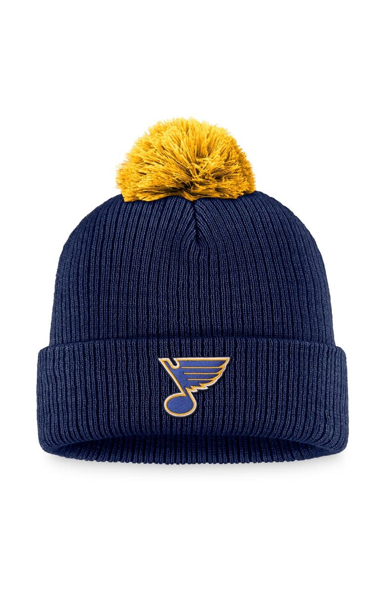 FANATICS Men's Fanatics Branded Navy St. Louis Blues Team Cuffed Knit Hat with Pom, Main, color, Navy