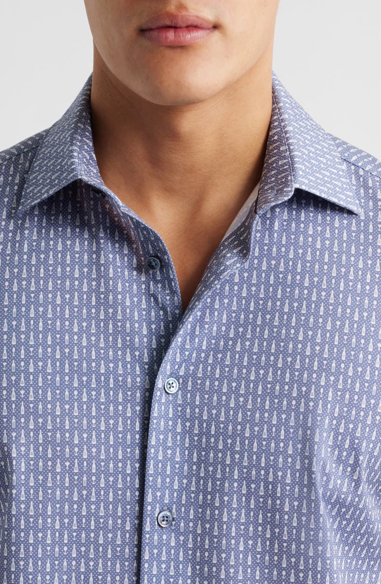 Miles OoohCotton<sup>®</sup> Wine Print Short Sleeve Button-Up Shirt