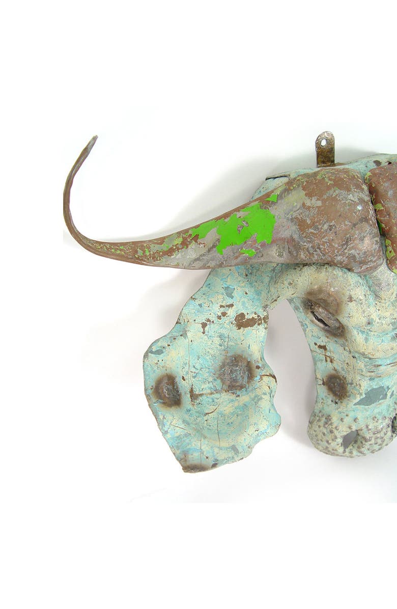 Mbare Buffalo Animal Mask - Recycled Metal Wall Art, Alternate, color, Grey