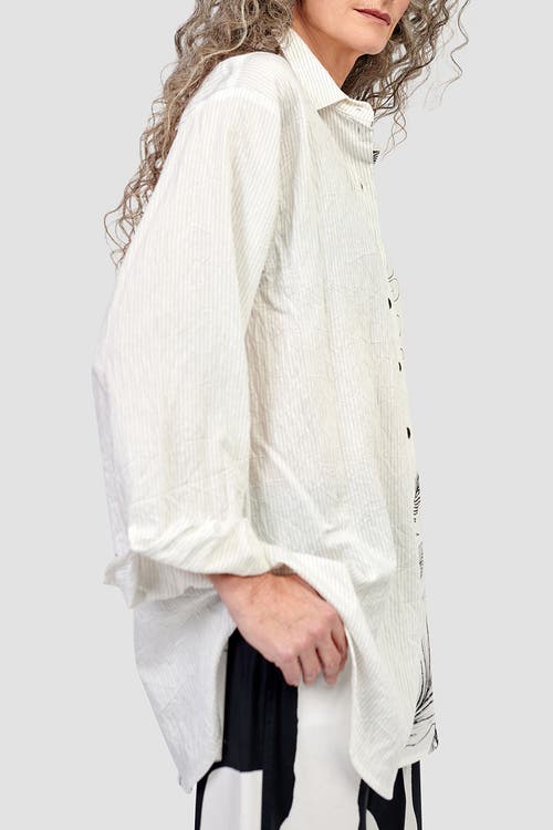 ALEMBIKA ALEMBIKA BOTANICA PRINT MIXED MEDIA BUTTON-UP SHIRT 