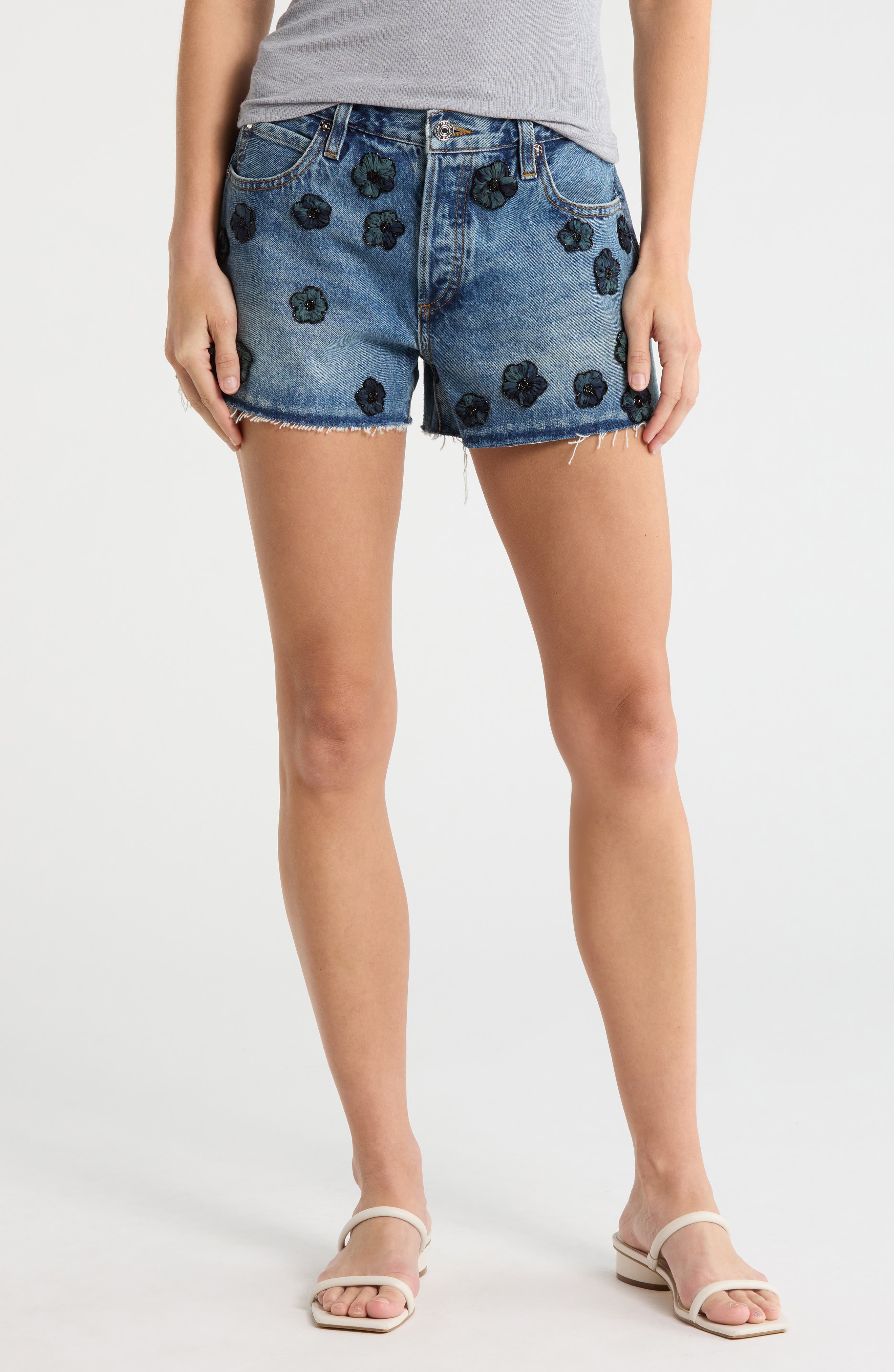 FRAME Atelier Embellished Denim Shorts