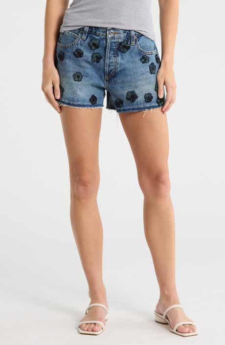 FRAME Atelier Embellished Denim Shorts
