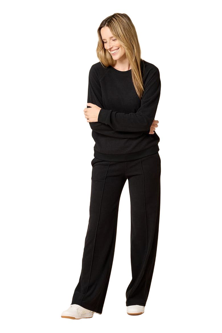 Vintage Velvet Crewneck with Pintuck Pant, Main, color, Black